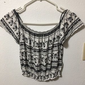 Off the shoulder cropped shirt